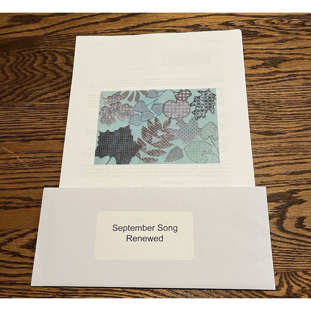 September Song Embroidery Pattern Chart Instructions Sampler Needlework